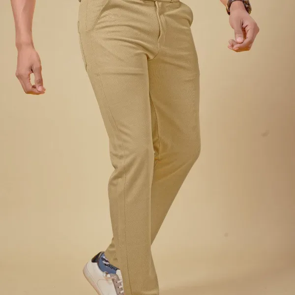Bluecorp Enterprise Men's Classic Khaki Formal Trousers, Slim Fit Design with Belt Loops and Pockets