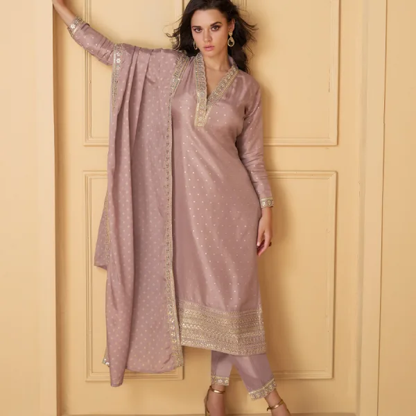 Pink Festival Wear Straight Suit Women Chic Ethnic Wear