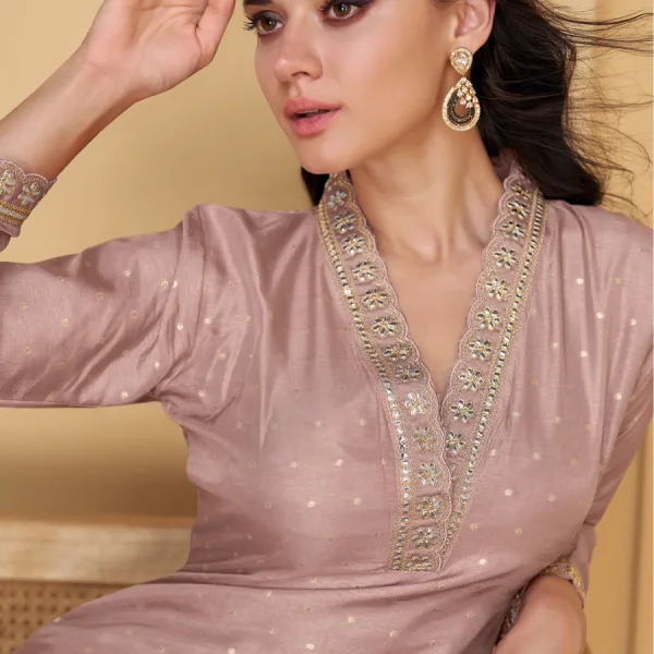 Pink Festival Wear Straight Suit Women Chic Ethnic Wear