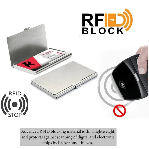 Men's & Women's Stainless Steel Pocket ATM Visiting Credit Card Business Card Case Holder - Silver