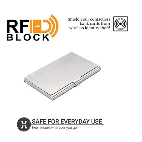 Men's & Women's Stainless Steel Pocket ATM Visiting Credit Card Business Card Case Holder - Silver