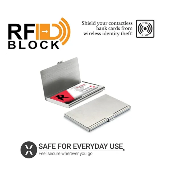 Men's & Women's Stainless Steel Pocket ATM Visiting Credit Card Business Card Case Holder - Silver