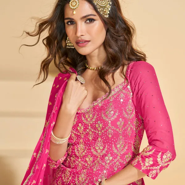 Pink Georgette Sharara Suit for Women Ethnic Wear