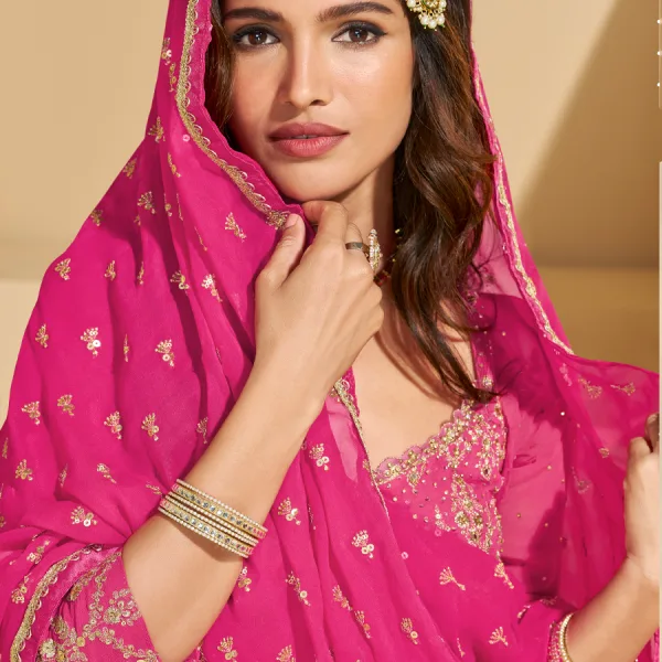 Pink Georgette Sharara Suit for Women Ethnic Wear