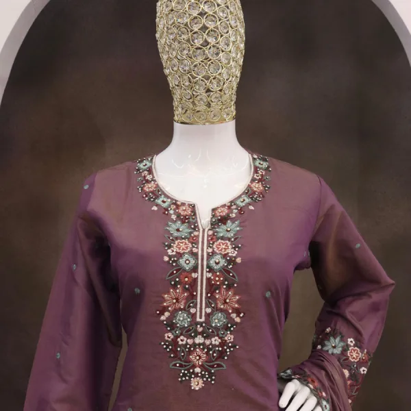 Lilac Purple Silk Sharara Suit for Women Simple Ethnic Wear