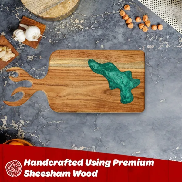 Decorative Acacia Wooden Cutting Board with Antler Handle