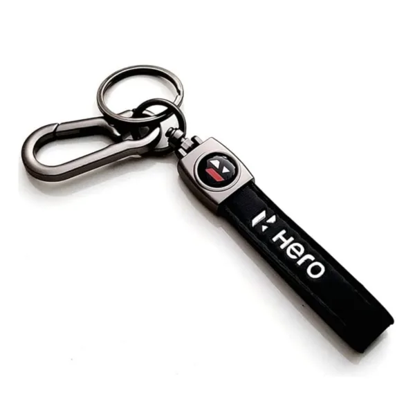Evordlss Hero Premium Leather Keychain with Metal Carabiner Clip, (Pack of 1)