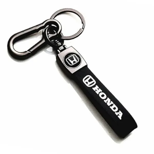 Evordlss Honda Premium Leather Keychain with Metal Carabiner Clip, (Pack of 1)
