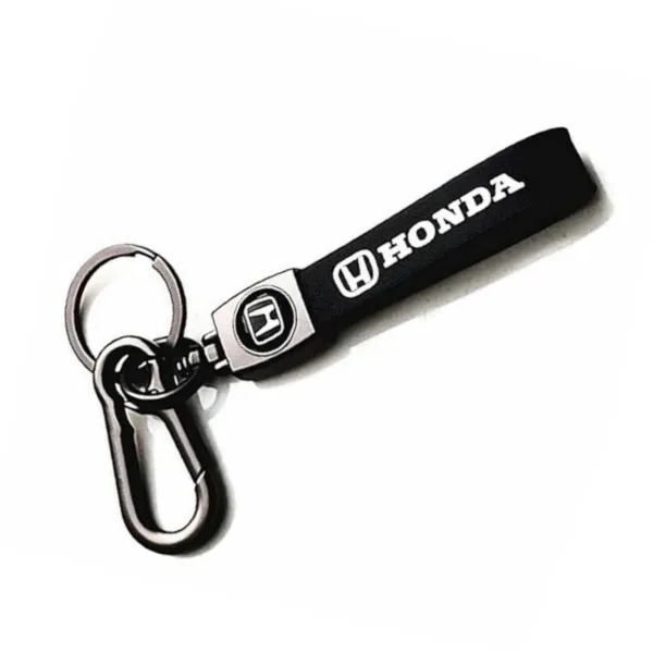 Evordlss Honda Premium Leather Keychain with Metal Carabiner Clip, (Pack of 1)