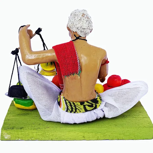 Krishnanagar Handmade Clay Gift Decor Sitting Human Figure Miniature Fruit Seller