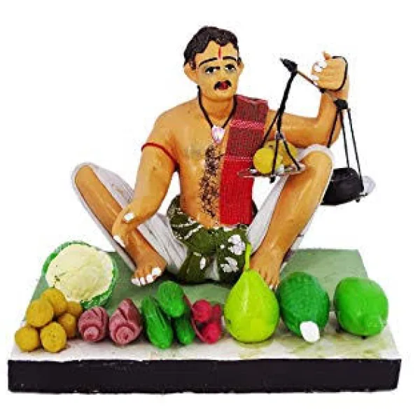 Krishnanagar Handmade Clay Gift Decor Sitting Human Figure Miniature Vegetable Seller