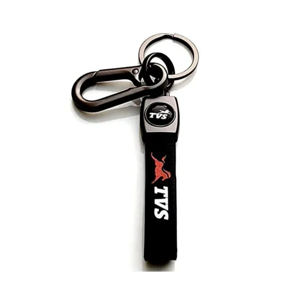 Evordlss Tvs Premium Leather Keychain with Metal Carabiner Clip, (Pack of 1)