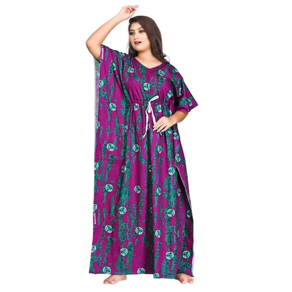 Fabimi Women Cotton Kaftan Nighty Large Size Relaxed Sleepwear