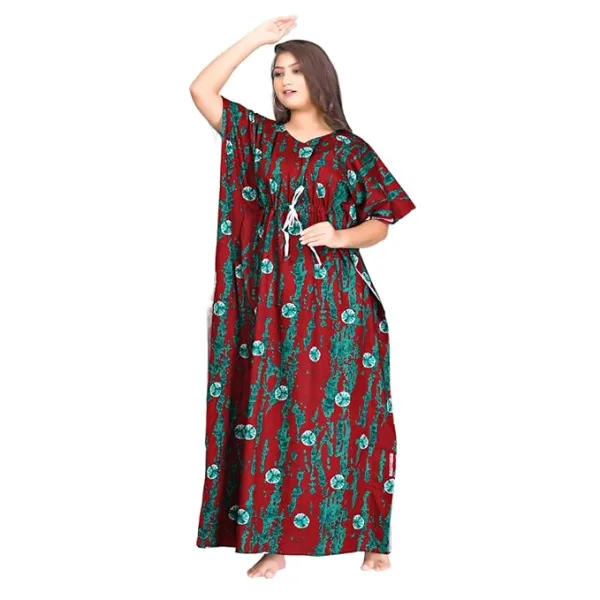 Fabimi Women's Large Size Cotton Kaftan Nighty - Stylish and Comfortable Sleepwear