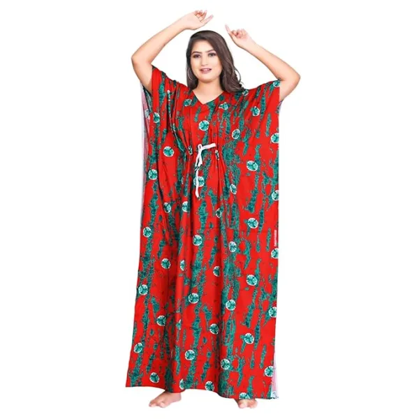 Fabimi Women's Large Size Cotton Kaftan Nighty - Stylish and Comfortable Sleepwear