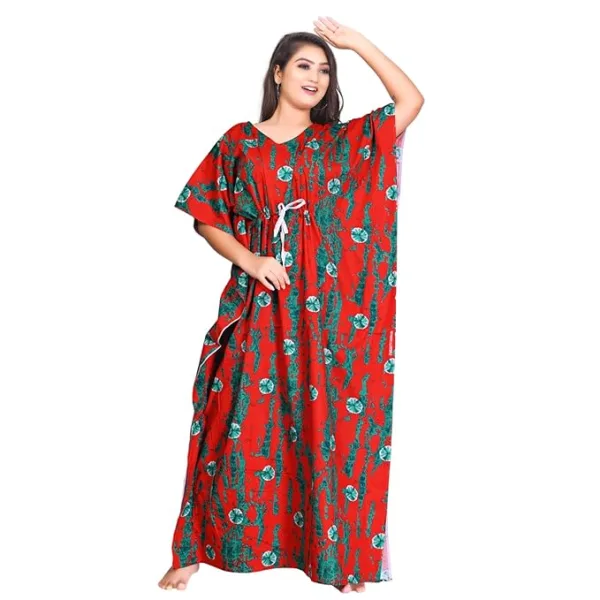 Fabimi Women's Large Size Cotton Kaftan Nighty - Stylish and Comfortable Sleepwear