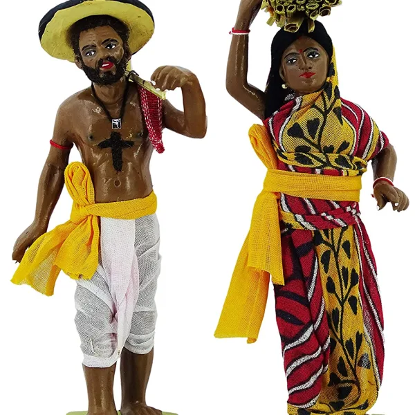 Indian Farmer Couple Handicrafts Dolls for Home Decoration