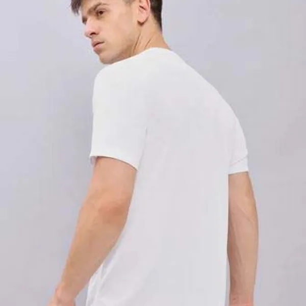 New Trendy Printed White Round Neck Half Sleeve Polyester T-shirt for Men