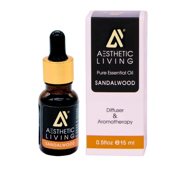 Aesthetic Living Pure Sandalwood Essential Oil 15ml for Aromatherapy
