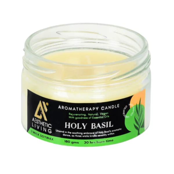 3 Wick Holy Basil Candle 180g for Home Fragrance and Decor