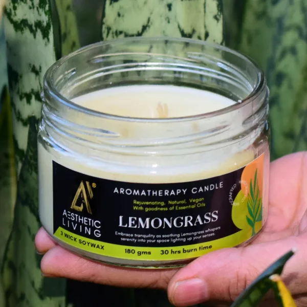 3 Wick Lemongrass Candle 180g for Home Fragrance and Decor