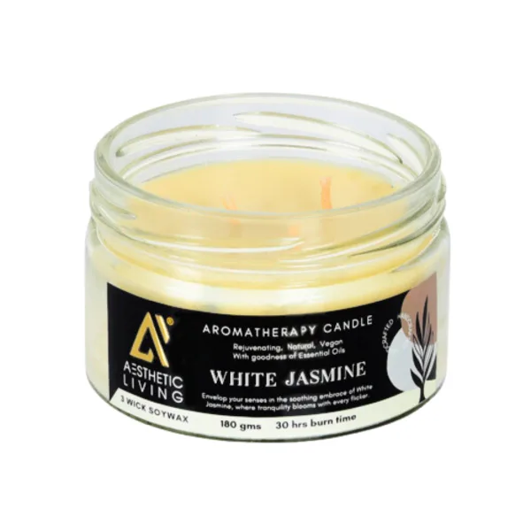 3 Wick White Jasmine Candle 180g for Home Fragrance and Decor
