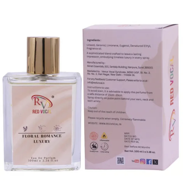 Red Vocal Floral Romance Luxury Eau De Parfum – Women’s 100ml Elegant Floral Scent Perfume