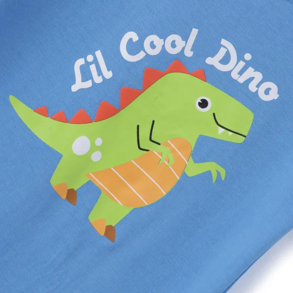 All Aboard Blue Dino Cotton T Shirt for Boys