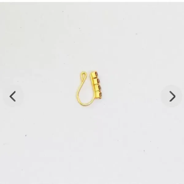 Beautiful Gold Plated Nose Pin U shape 4 Nug Wedding Nose Ring Fashion Gift Jewellry Pack of 1