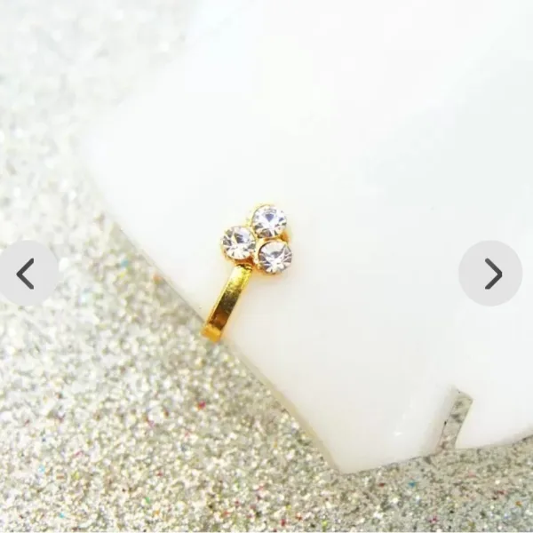 Beautiful Gold Plated Nose Pin U Shape 3 Nug Wedding Nose Ring Fashion Gift Jewellry PACK OF 1