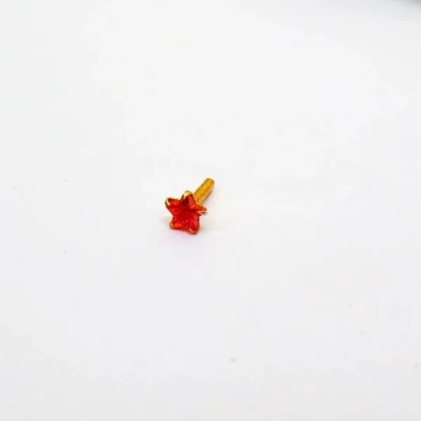 Beautiful Gold Plated Nose Pin CRYTAL STONE STAR RED Wedding Nose Ring Fashion Gift Jewellry PACK OF 1