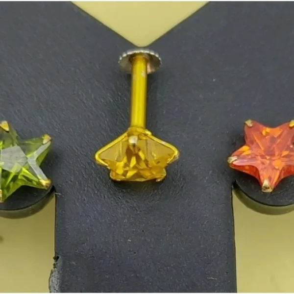 Beautiful Gold Plated Nose Pin CRYTAL STONE FIVE STAR Wedding Nose Ring Fashion Gift Jewellry PACK OF 5