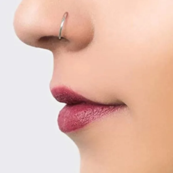 GIRLS Nose RING SILVER DOUBLE Diamond Nose pin For Women and Girl PACK OF 5