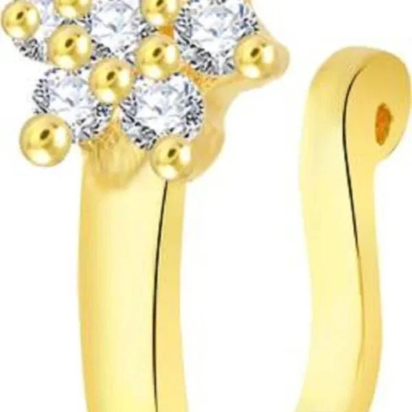 Beautiful Gold Plated Nose Pin U Shape 7 Nug Wedding Nose Ring Fashion Gift Jewellry PACK OF 1