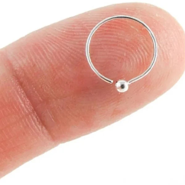 Gold-plated, Rhodium Plated Brass, Metal, Alloy, Stone Nose Ring ONE BOLL SILVER PACK OF 1