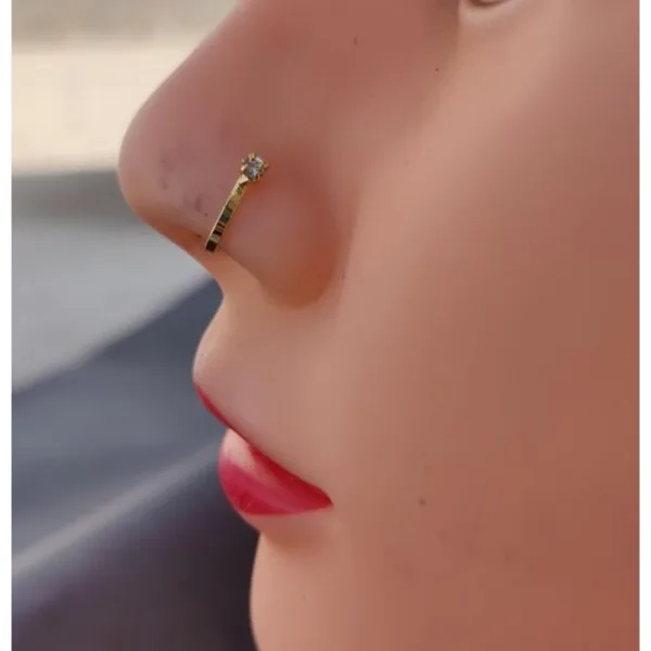 Beautiful Gold Plated Nose Stud Long 1 nug Wedding Nose Ring Fashion Gift Jewellry Pack of 1