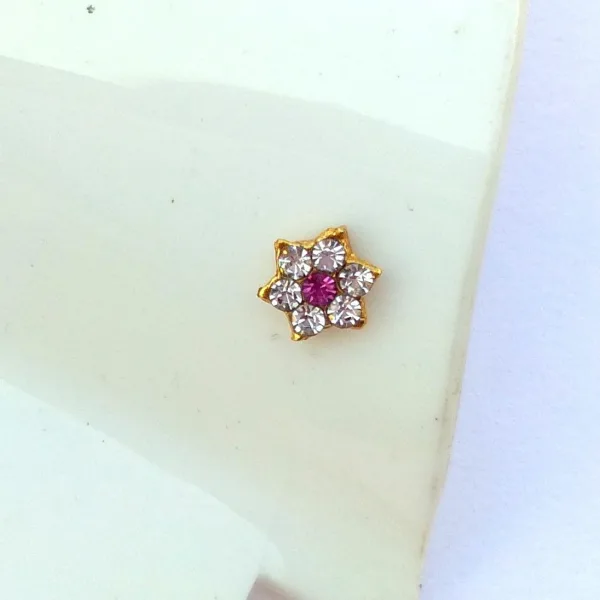 Nose Pin with 7 Nug & Red Nug Accent – Elegant Design