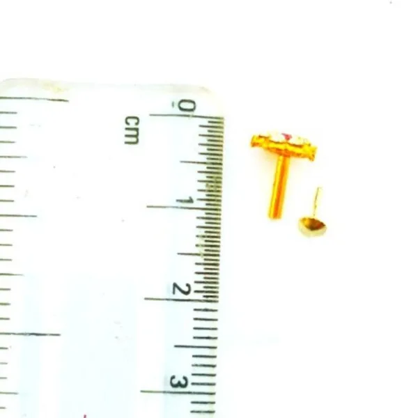 Nose Pin with 7 Nug & Red Nug Accent – Elegant Design