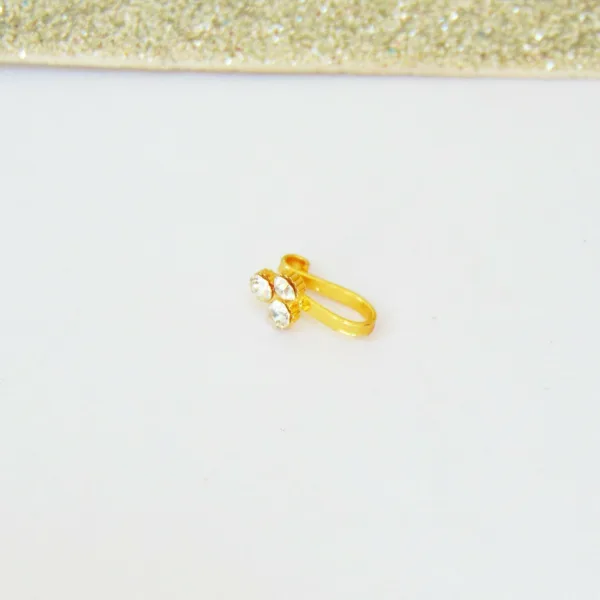 Gold U-Shape Nose Stud with 3 Nuggets