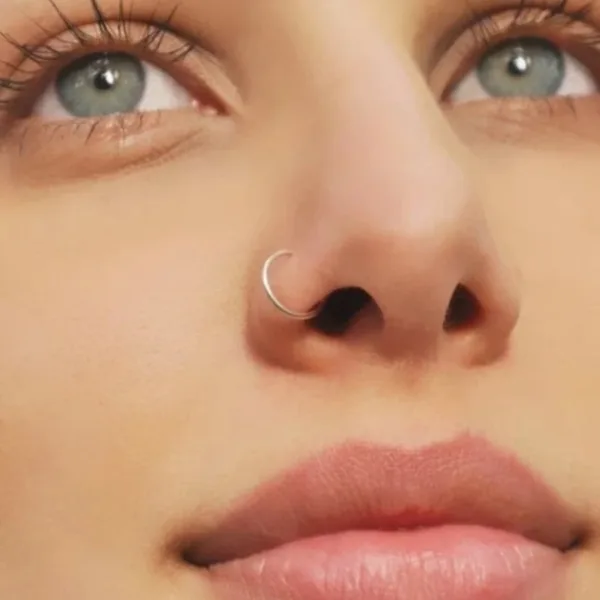 Gold-plated, Rhodium Plated Brass, Metal, Alloy, Stone Nose Ring SILVER & GOLD PACK OF 2