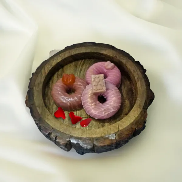 Donut shaped goat milk soap with cranberry oil for nourished skin