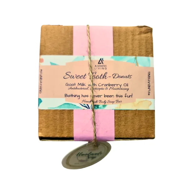 Donut shaped goat milk soap with cranberry oil for nourished skin