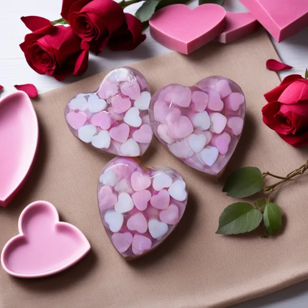 Handmade pink glycerin soap with rose oil for soft glowing skin