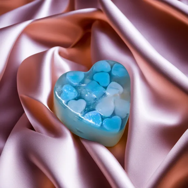 Handmade blue glycerin soap with peppermint oil for fresh skin