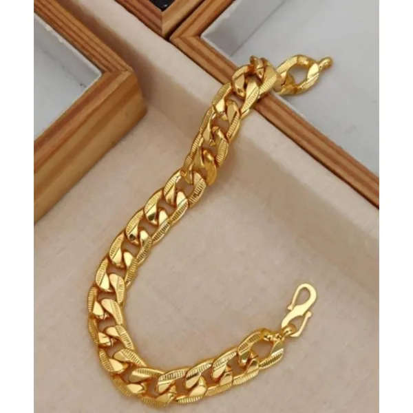 Evordlss Golden Curb Chain Bracelet, 20 cm Length, Gold Plated, for Men & Boys (Pack of 1)