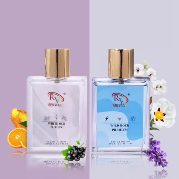Red Vocal White Oud Luxury (Unisex) with Wild Rock Premium (Men) Eau de Parfum Combo – 2 x 100ml
