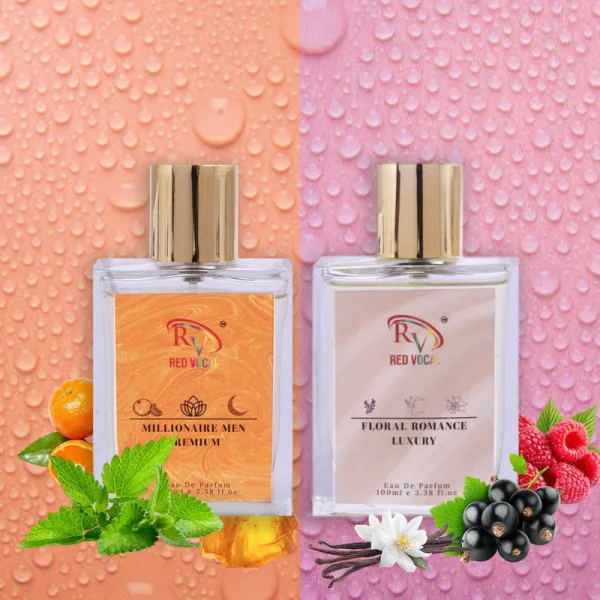 Red Vocal Millionaire Men Premium (Men) with Floral Romance Luxury (Women) 100ml Perfume Spray Combo – 2 x 100ml
