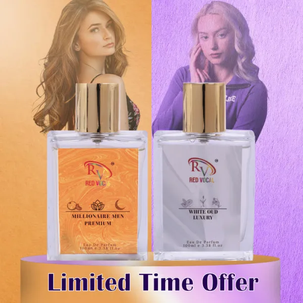 Red Vocal Millionaire Men Premium (Men) with White Oud Luxury (Unisex) 100ml Perfume Spray Combo – 2 x 100ml