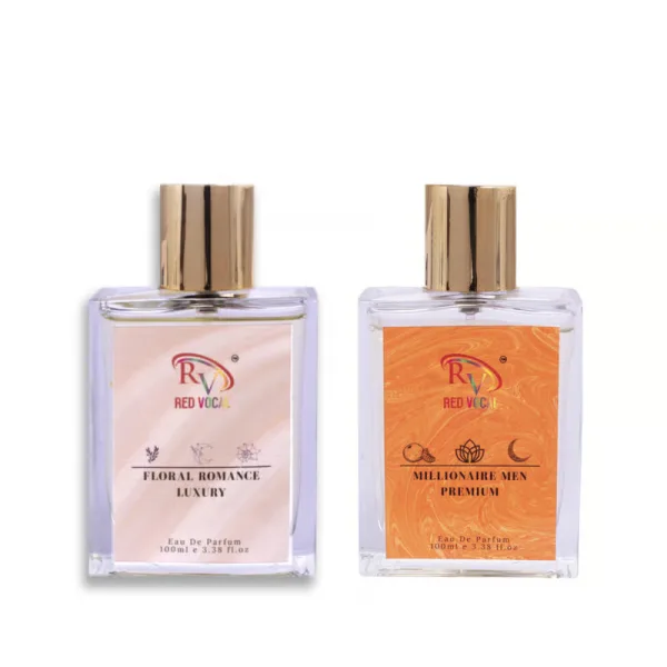 Red Vocal Floral Romance Luxury (Women) with Millionaire Men Premium (Men) 100ml Perfume Spray Combo – 2 x 100ml
