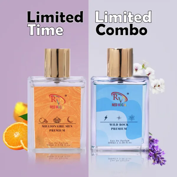 Red Vocal Millionaire Men Premium with Wild Rock Premium 100ml Perfume Spray (For Men) Combo – 2 x 100ml